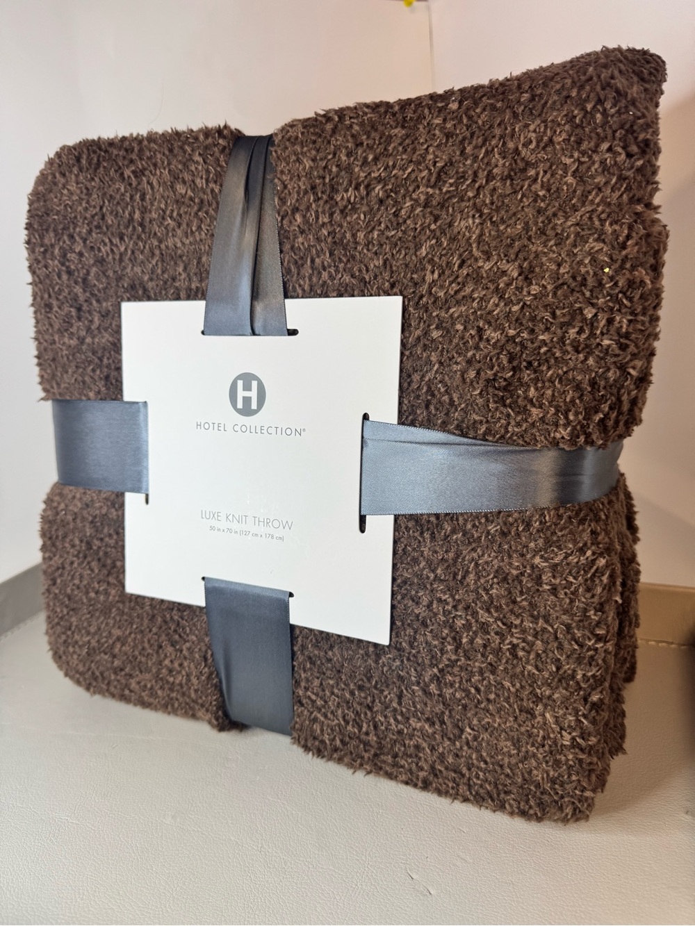 Hotel Collection Luxe Knit Throw - Chocolate - Picture 4 of 7